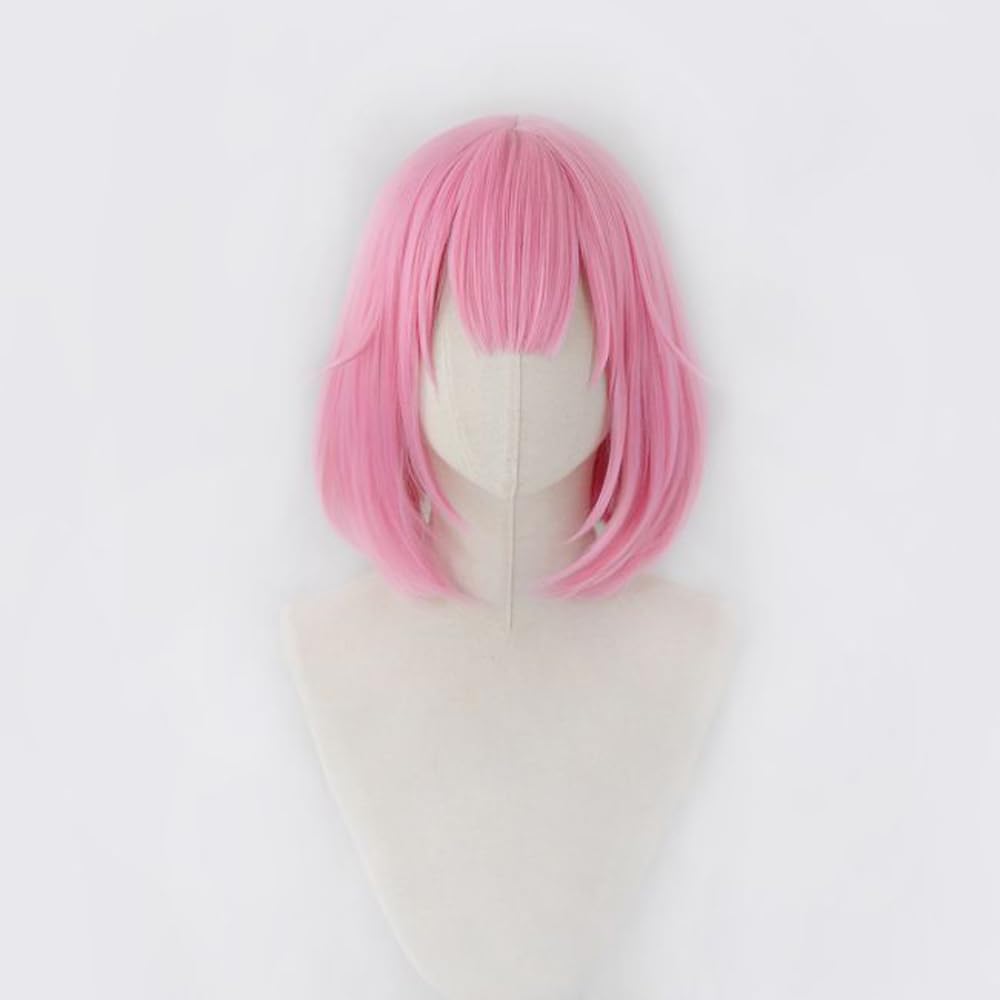 Pink short straight wig female bob synthetic wig