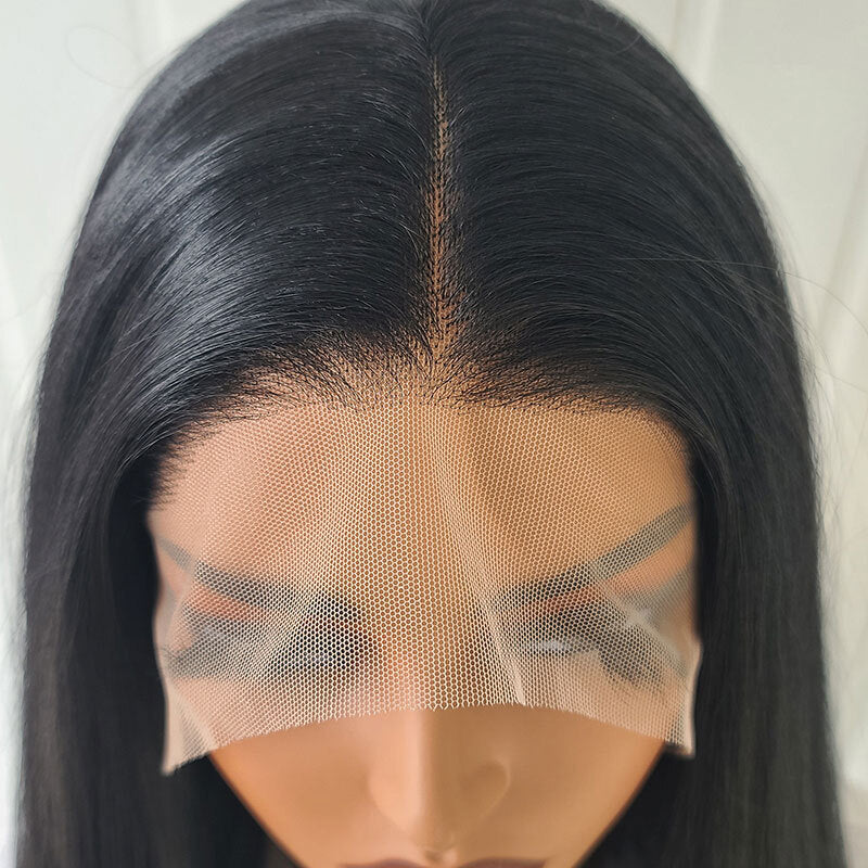 Lace front wig synthetic hair black long hair