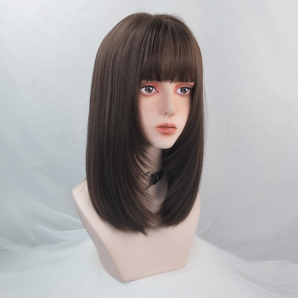 Short bob wig straight synthetic wig girl daily use wig