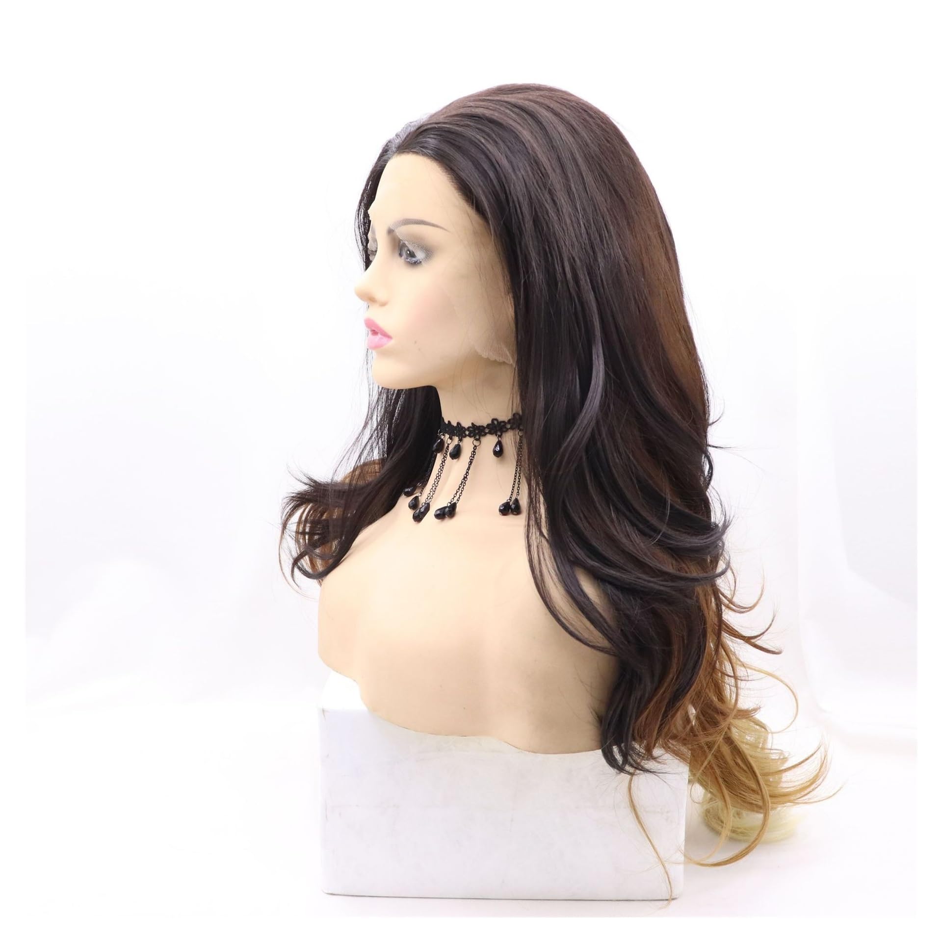 High-quality long curly brown women's chemical fiber hair