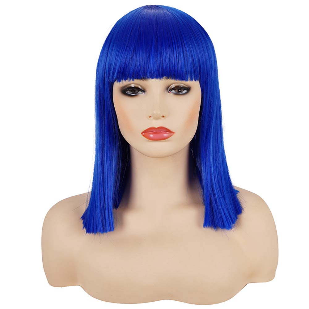 Short Straight Black Wig with Bangs Natural Looking Heat Resistant Hair Cosplay Costume Wigs