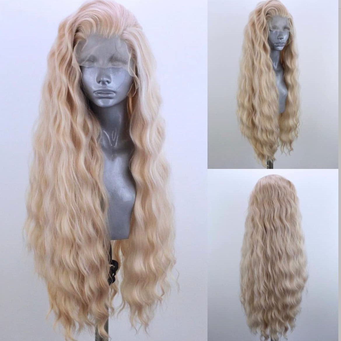 Blonde Long Wavy Synthetic Lace Front Wig Middle Part Lace Wigs Synthetic Hair Wig for Women Daily Party Wig