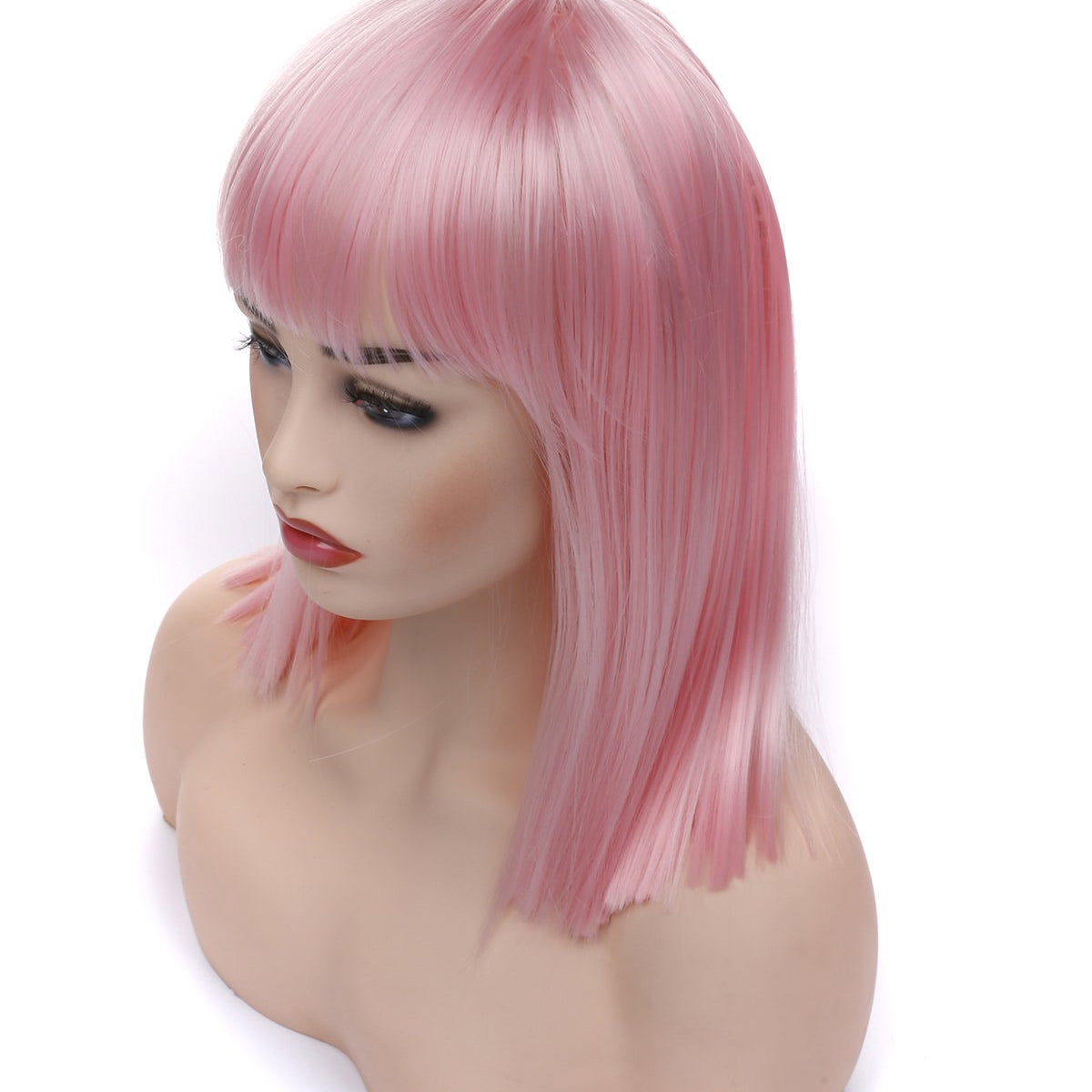 Short Straight Black Wig with Bangs Natural Looking Heat Resistant Hair Cosplay Costume Wigs