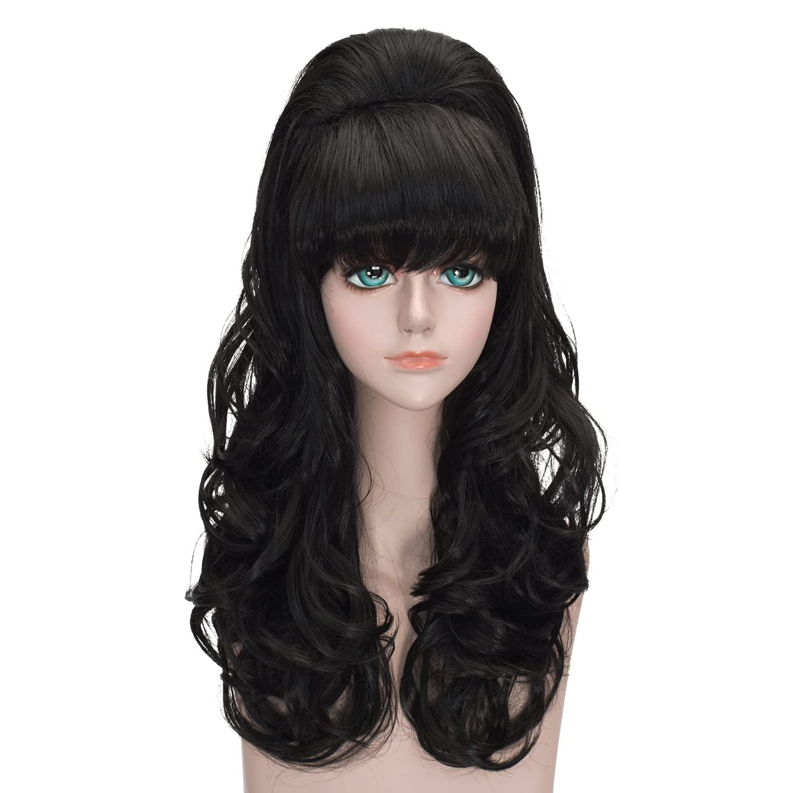 Long Wavy Auburn Copper Bouffant Beehive Wigs Big Curly Wave Retro Wigs for Women 70s 80s Costume 23 Inch