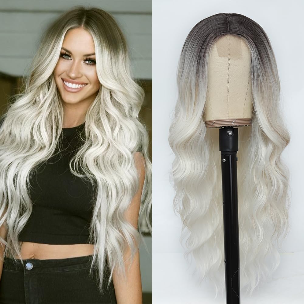 Long Wavy Middle Parted Synthetic Wig 26 Inch