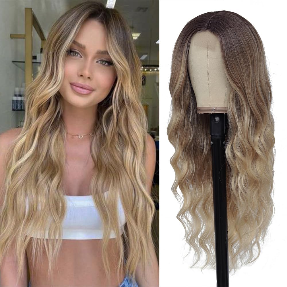 Long Wavy Middle Parted Synthetic Wig 26 Inch
