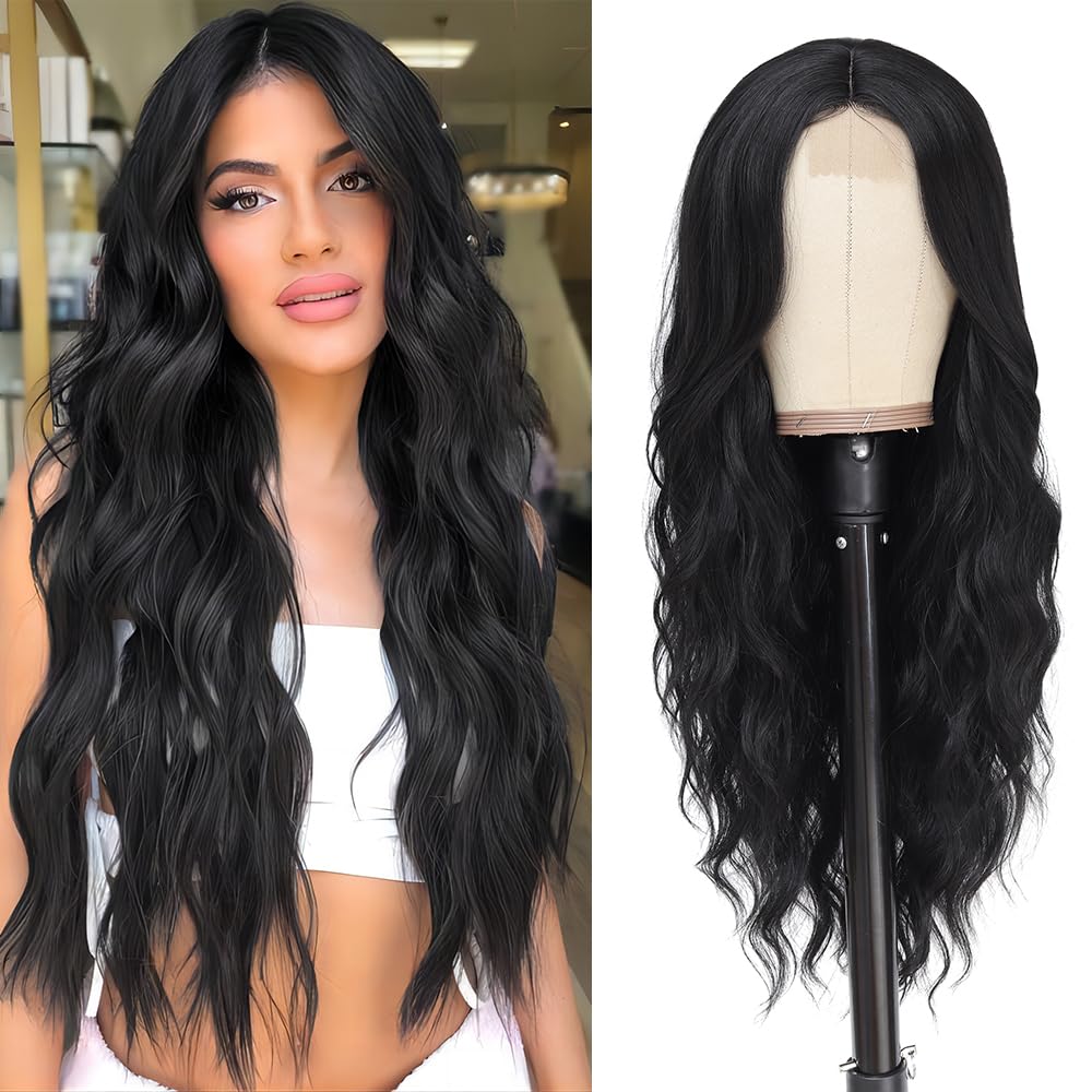 Long Wavy Middle Parted Synthetic Wig 26 Inch