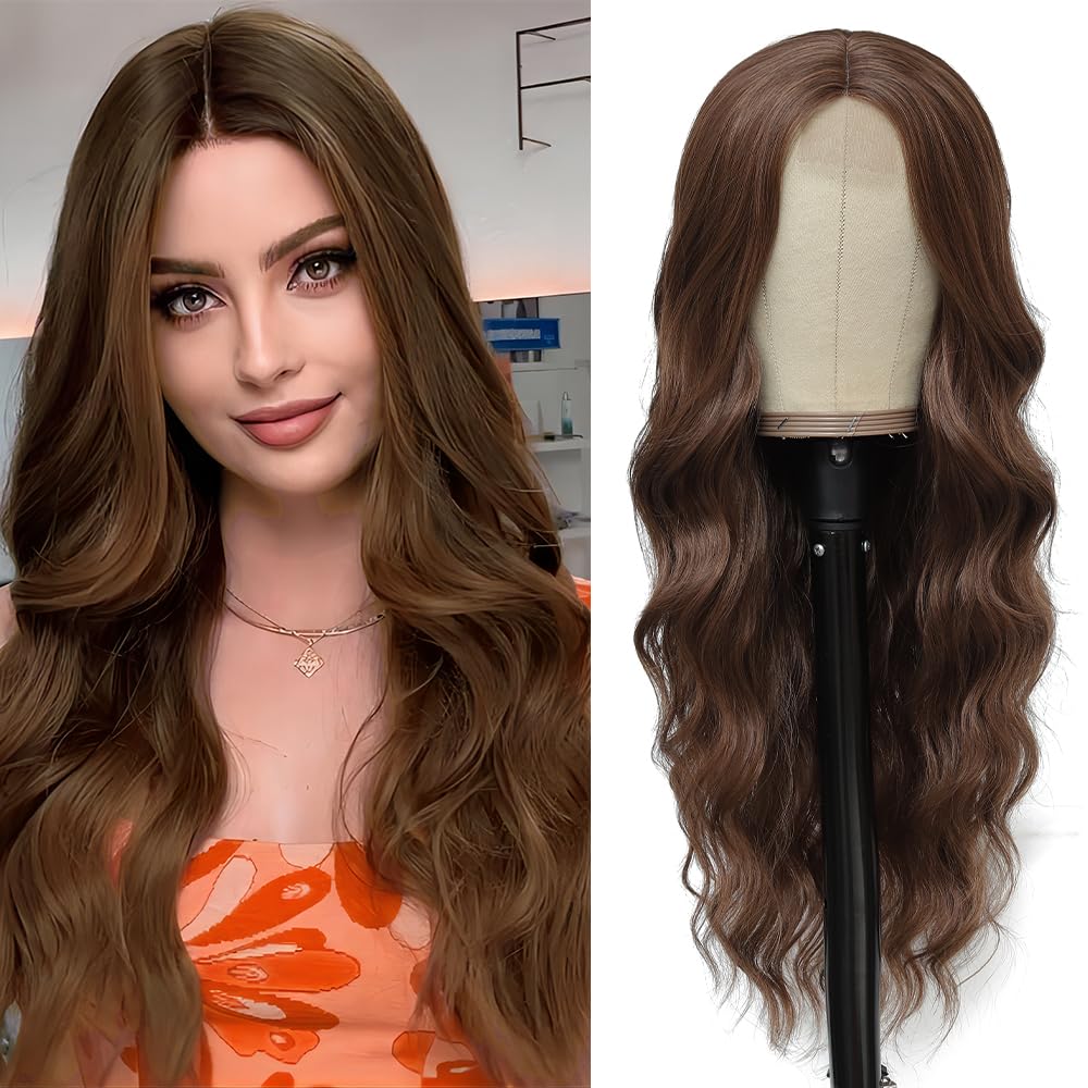 Long Wavy Middle Parted Synthetic Wig 26 Inch