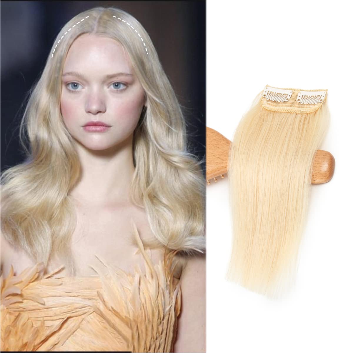 Invisible Clip-in Hair Extensions Double Weft One-piece Synthetic Wigs