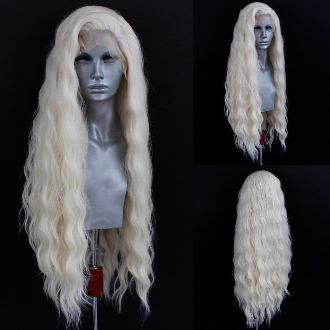 Blonde Long Wavy Synthetic Lace Front Wig Middle Part Lace Wigs Synthetic Hair Wig for Women Daily Party Wig