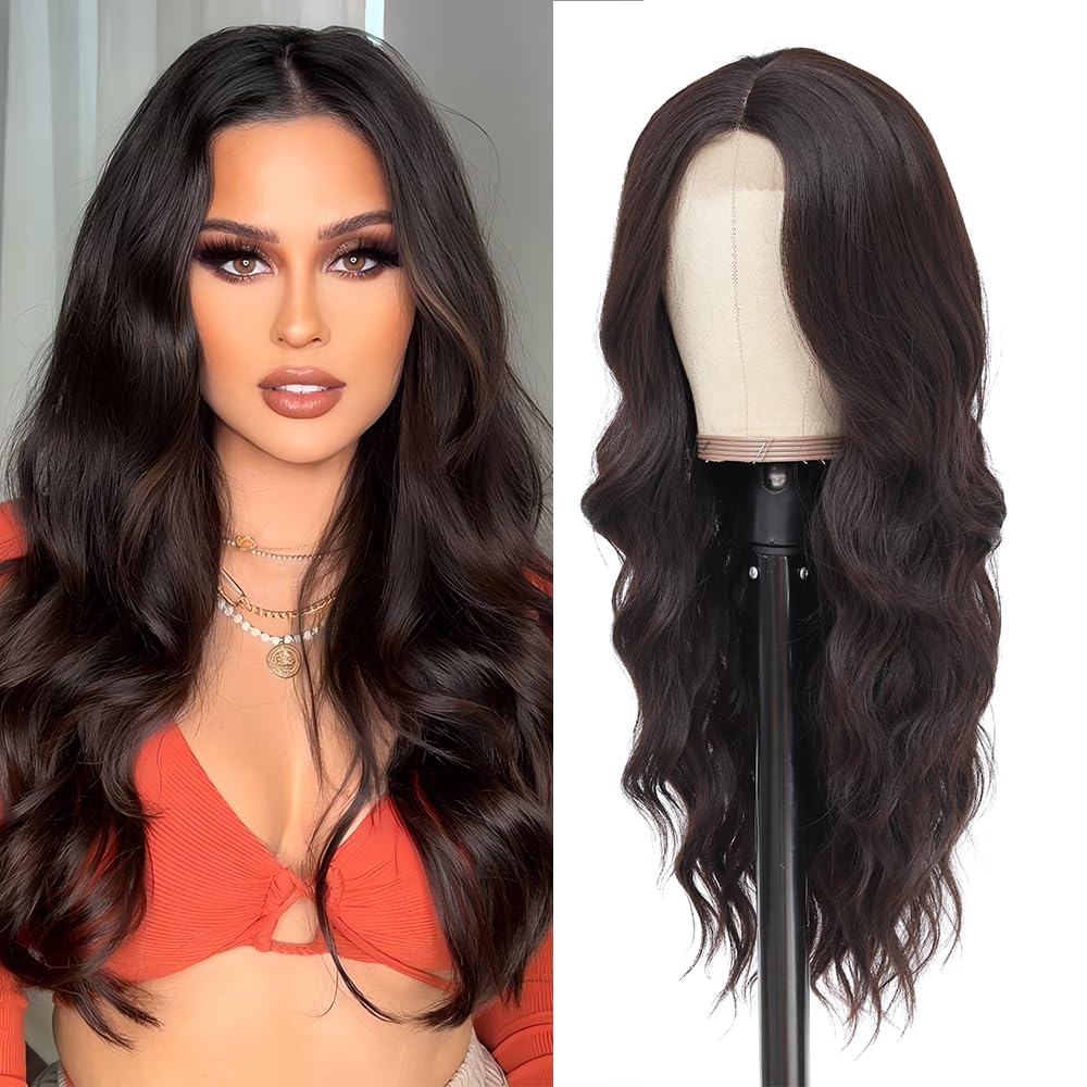 Long Wavy Middle Parted Synthetic Wig 26 Inch