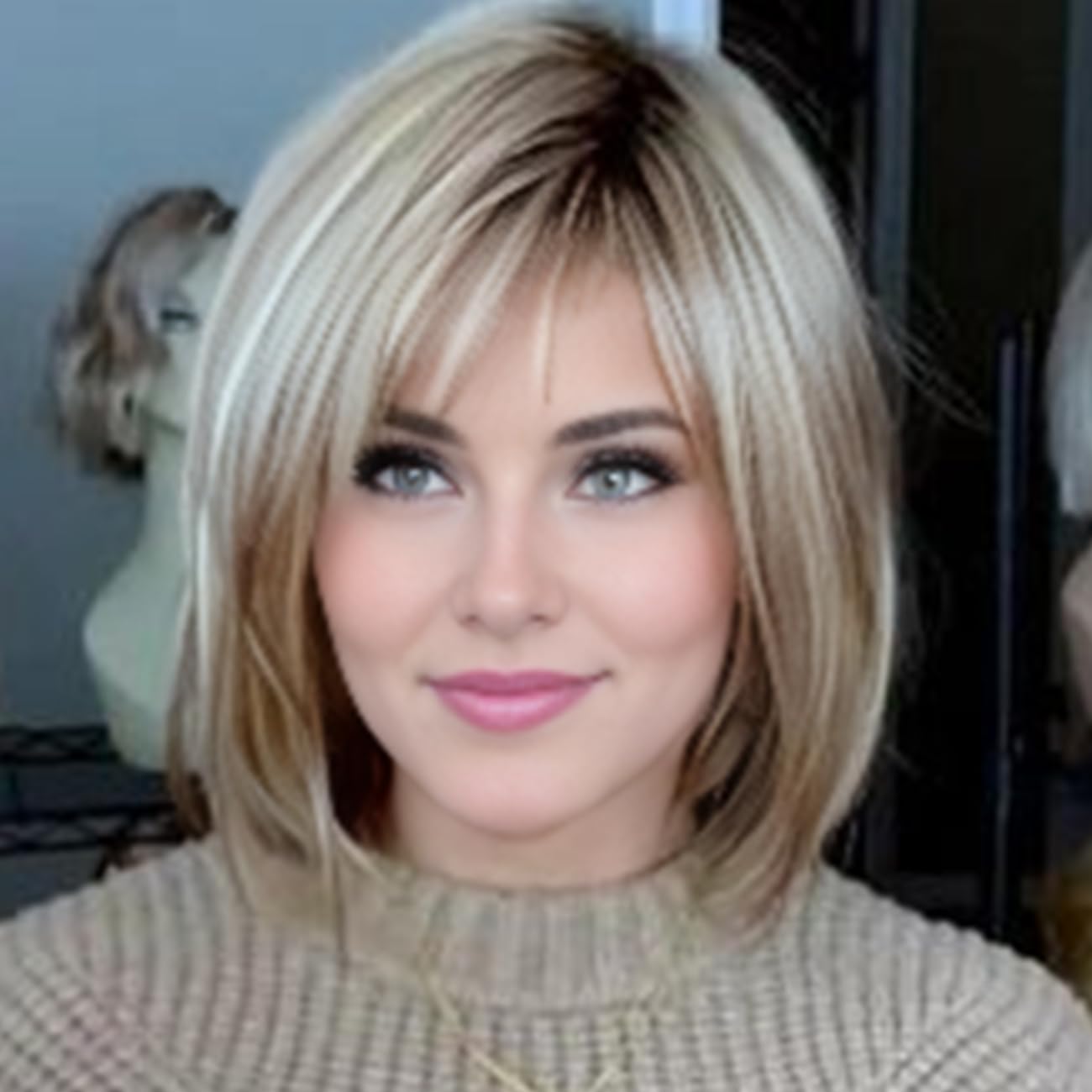Layered Blonde Bob Wig Straight Short Wig Synthetic Wig