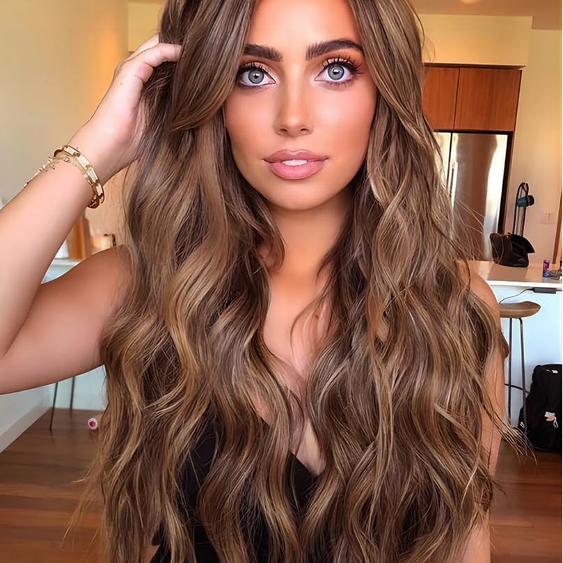 Long Wavy Middle Parted Synthetic Wig 26 Inch