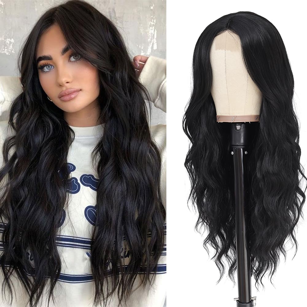 Long Wavy Middle Parted Synthetic Wig 26 Inch