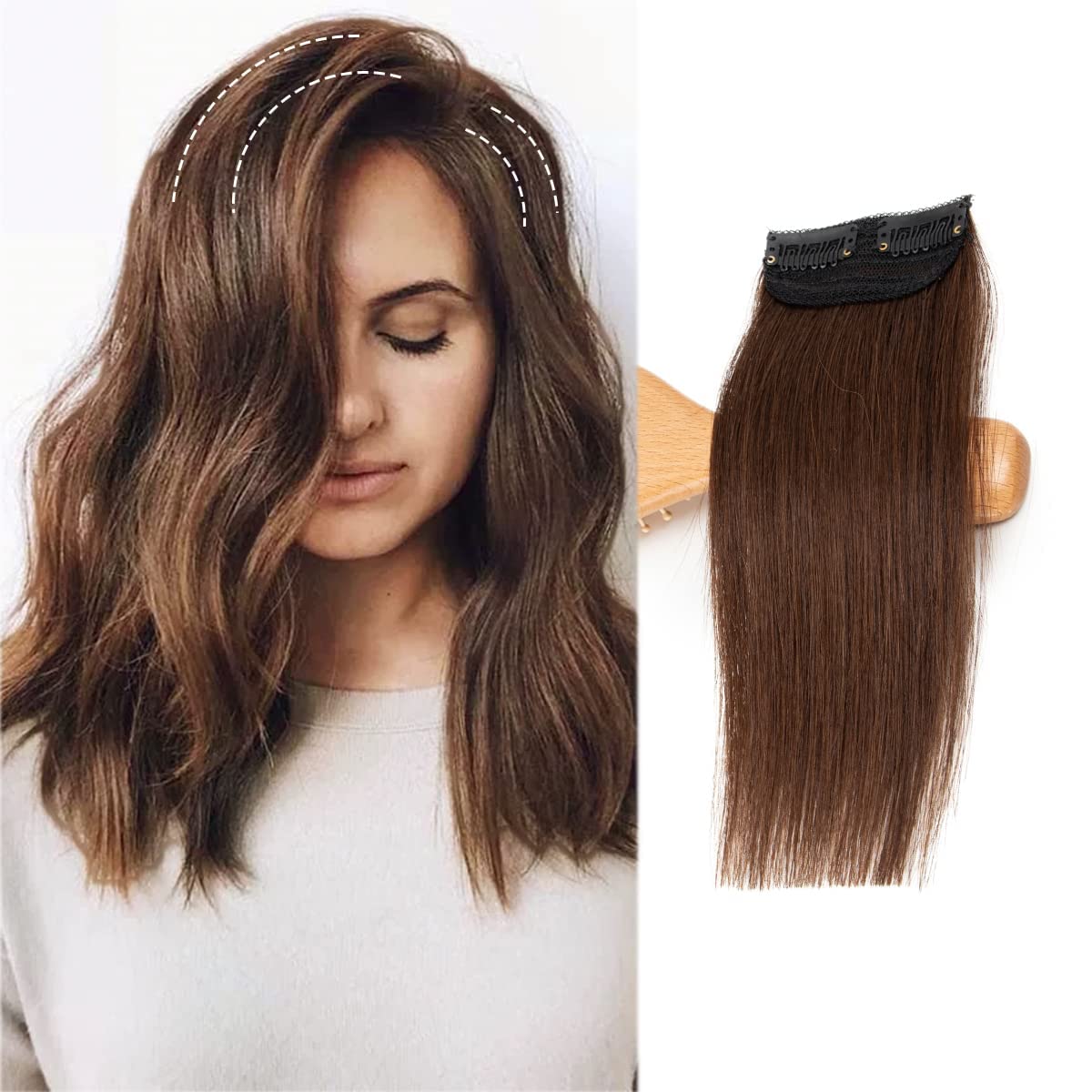 Invisible Clip-in Hair Extensions Double Weft One-piece Synthetic Wigs