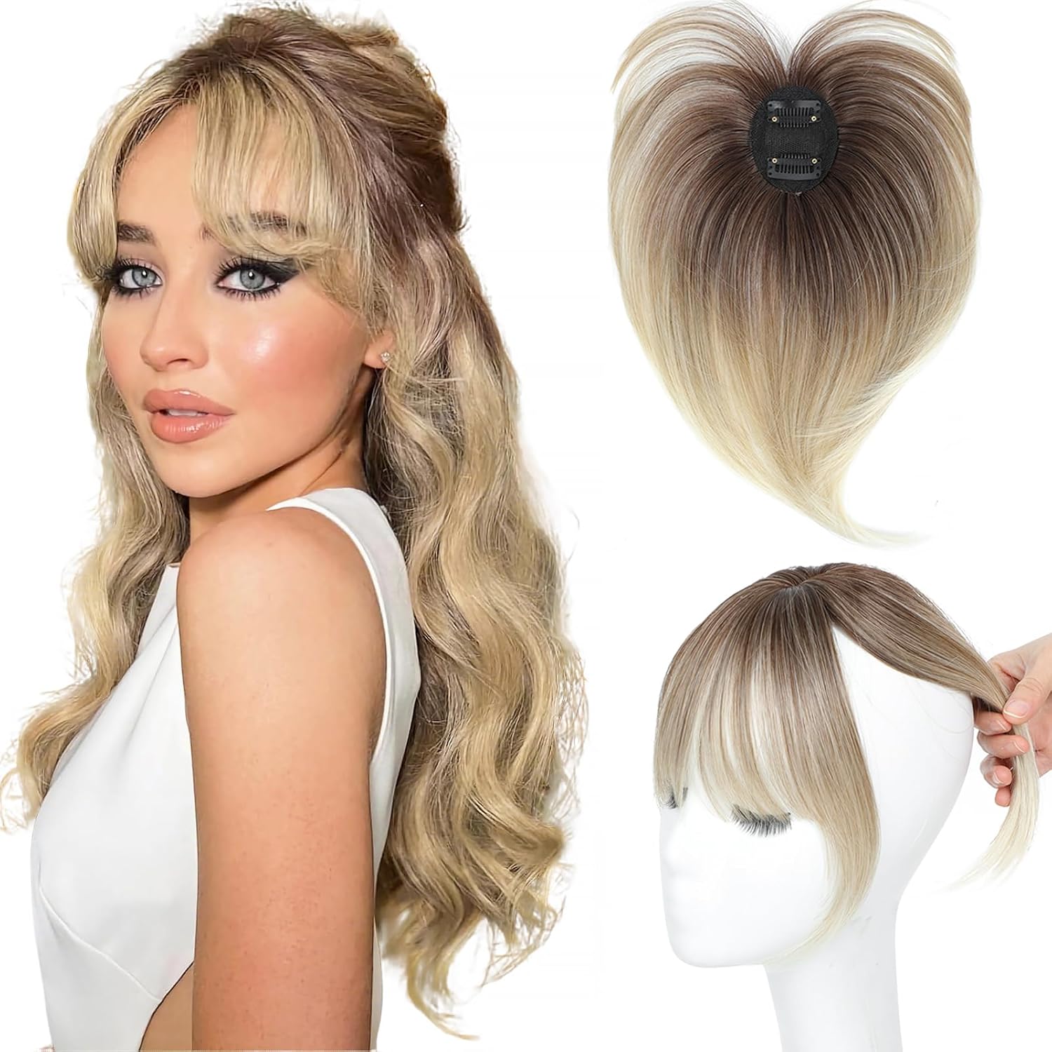 Bangs 360° 3D coverage suitable for thin hair female synthetic wig