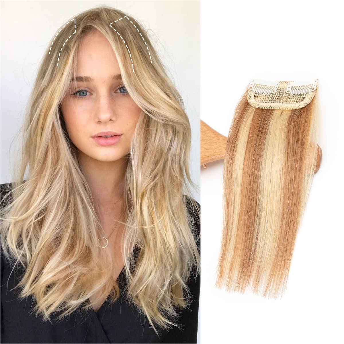 Invisible Clip-in Hair Extensions Double Weft One-piece Synthetic Wigs