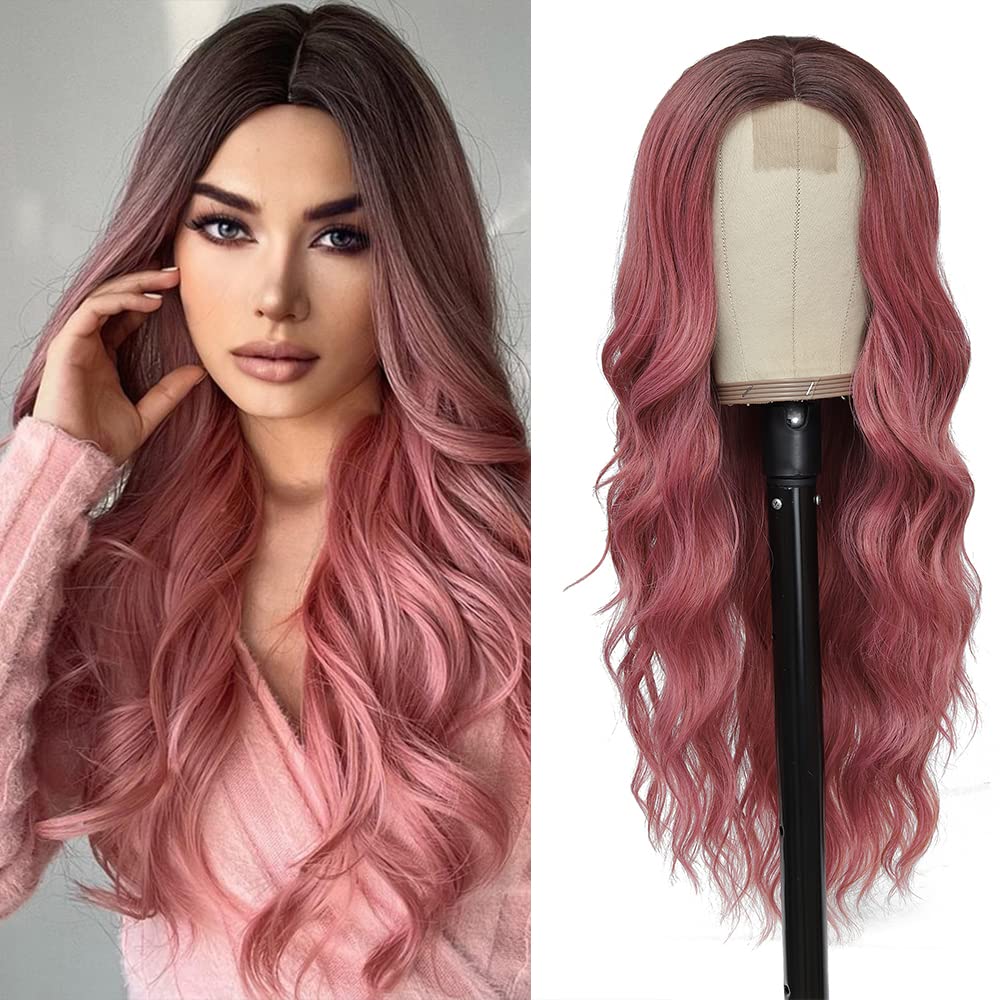 Long Wavy Middle Parted Synthetic Wig 26 Inch