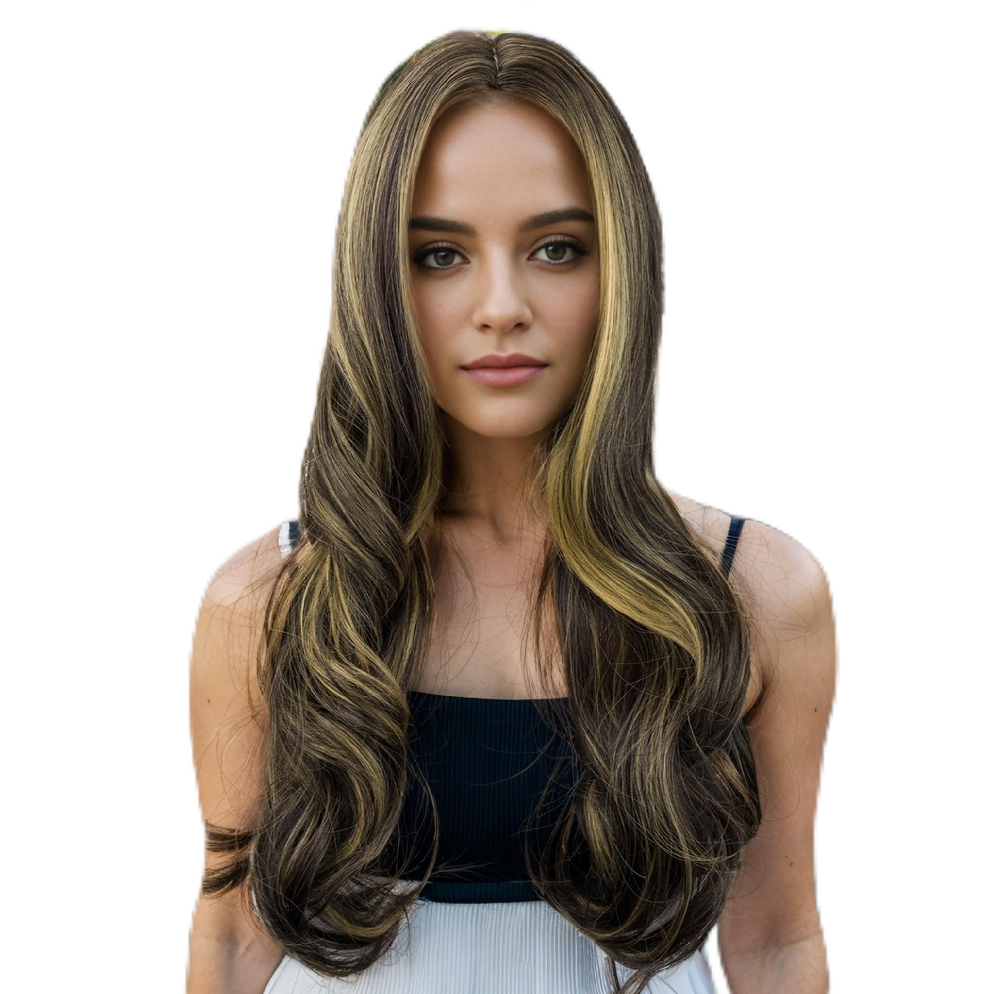 Long Wavy Blonde Pink Wig for Women Heat Resistant Synthetic Wig with Bangs