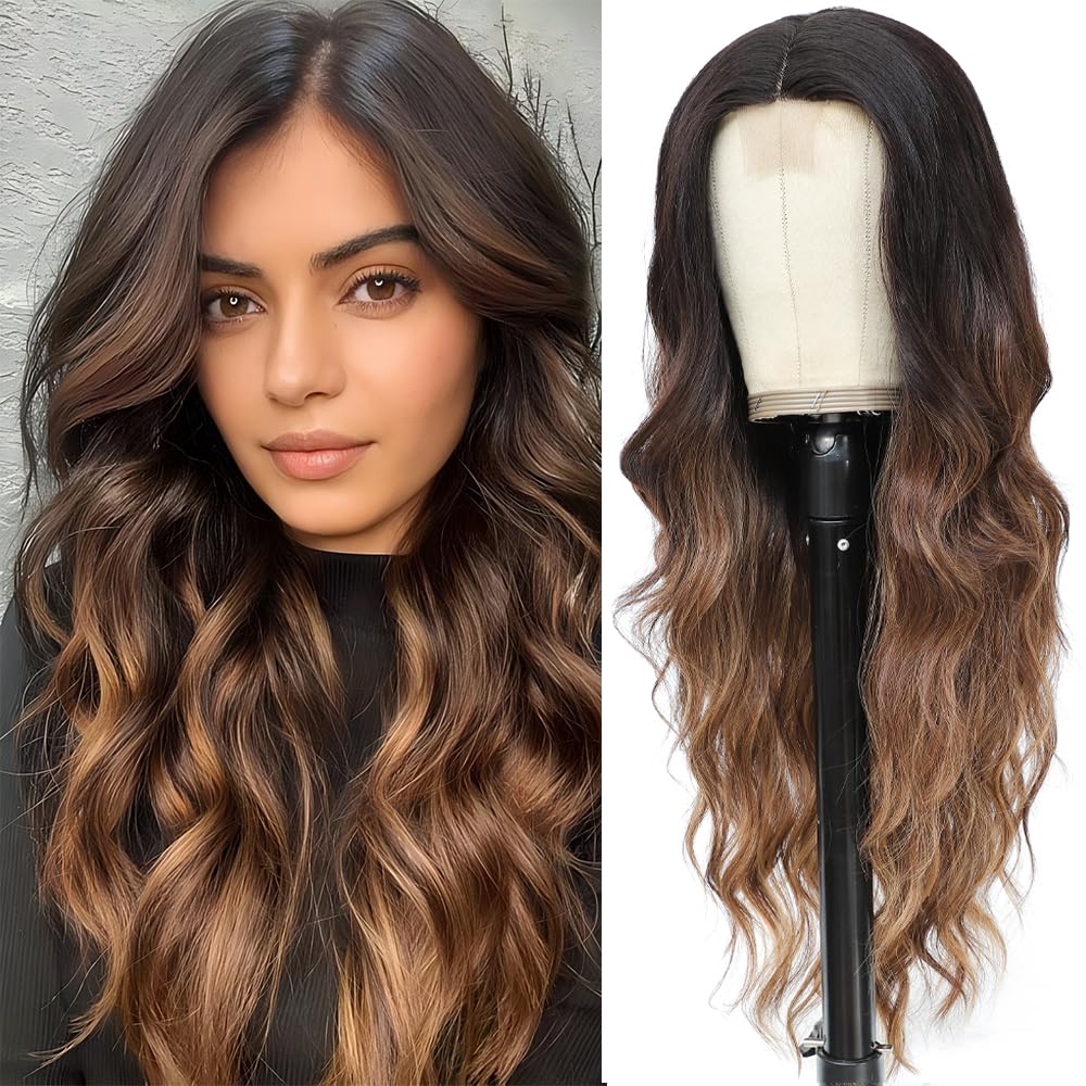 Long Wavy Middle Parted Synthetic Wig 26 Inch