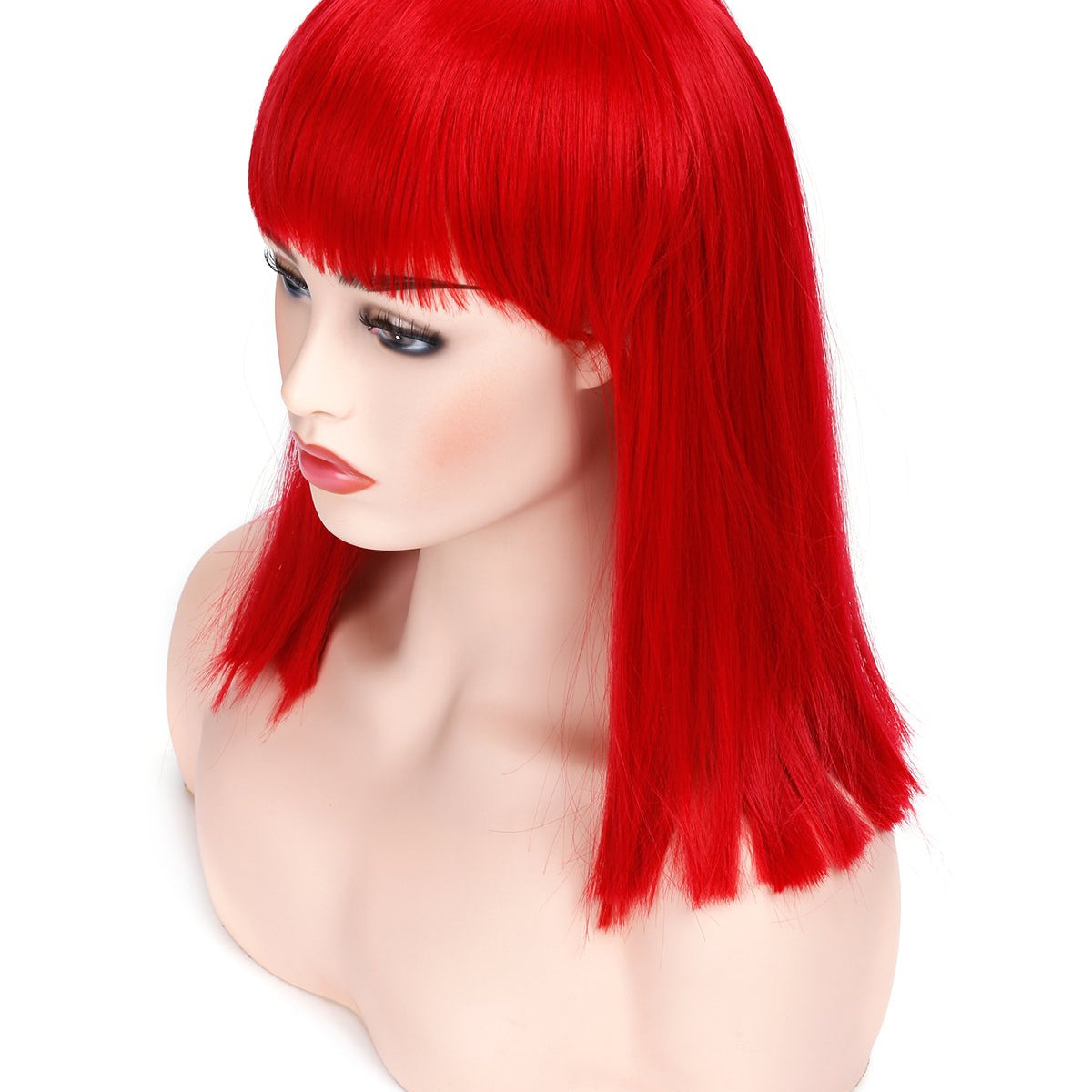 Short Straight Black Wig with Bangs Natural Looking Heat Resistant Hair Cosplay Costume Wigs