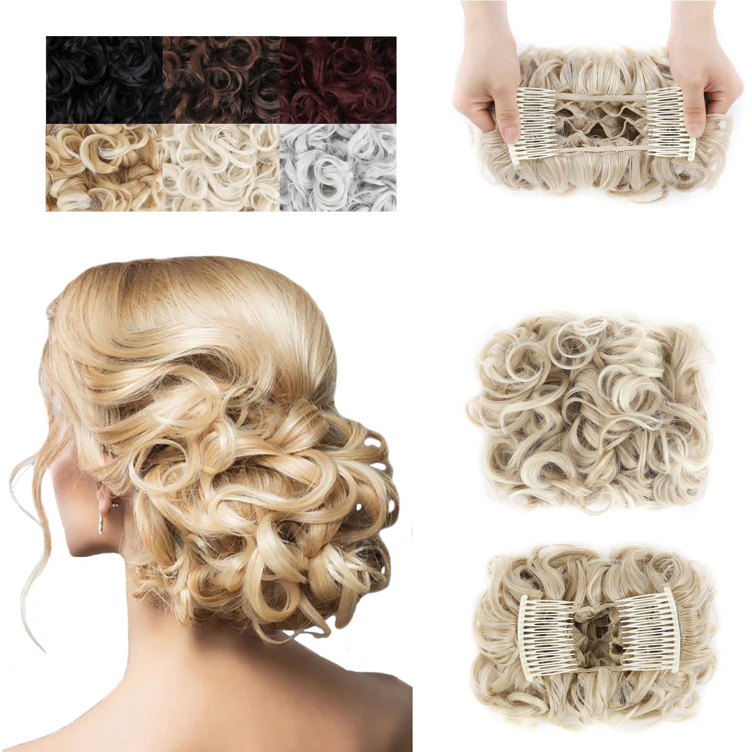 Messy Curly Hair Extensions Clip-in Ponytail Women Synthetic Wig