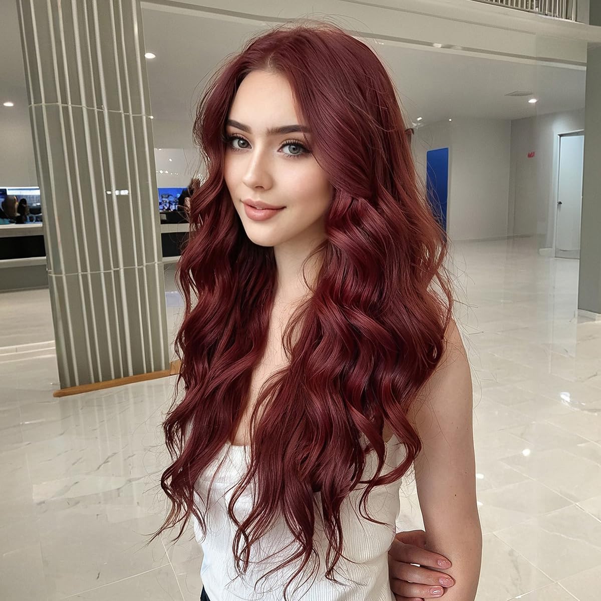 Long Light Blonde Wavy Curly Glueless Synthetic Wig 26 Inches