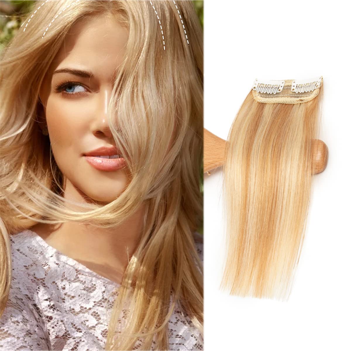 Invisible Clip-in Hair Extensions Double Weft One-piece Synthetic Wigs