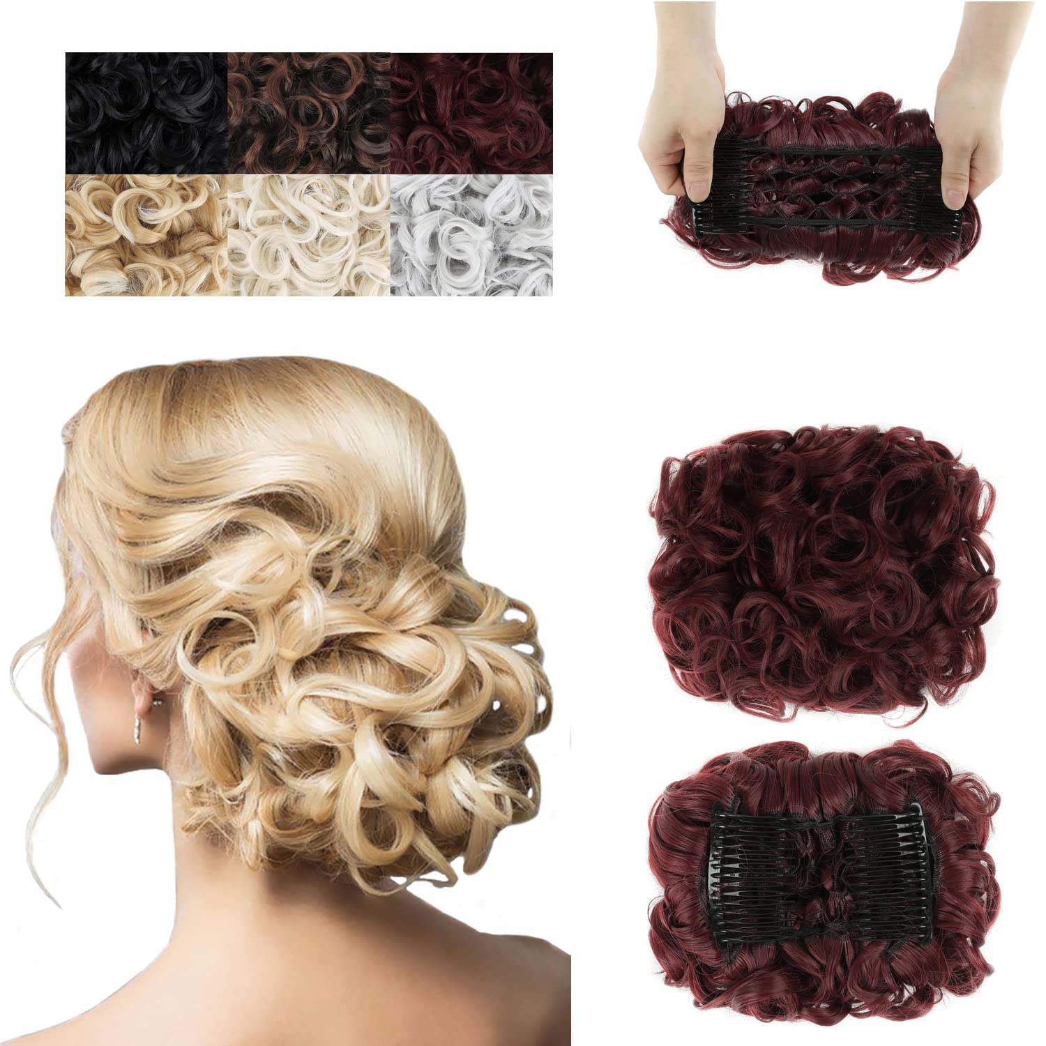 Messy Curly Hair Extensions Clip-in Ponytail Women Synthetic Wig