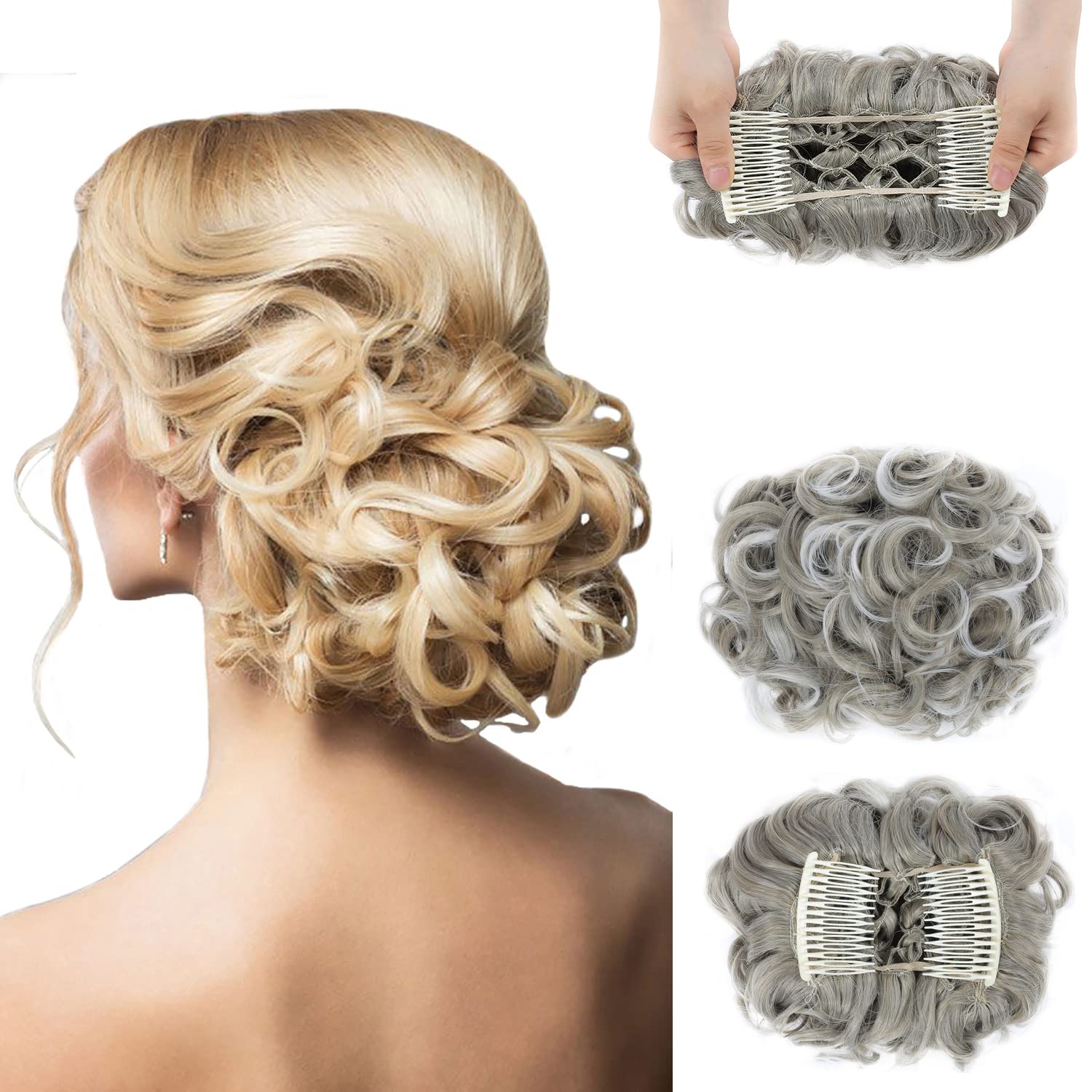 Messy Curly Hair Extensions Clip-in Ponytail Women Synthetic Wig