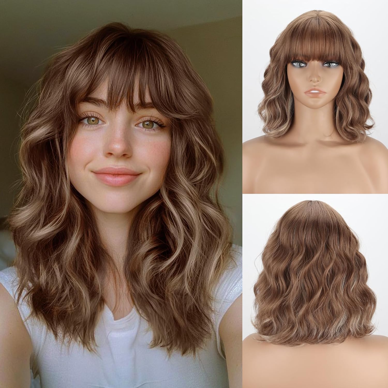 Short Gradient Synthetic Wig Wavy Curly Light Blonde Short Hair Wig