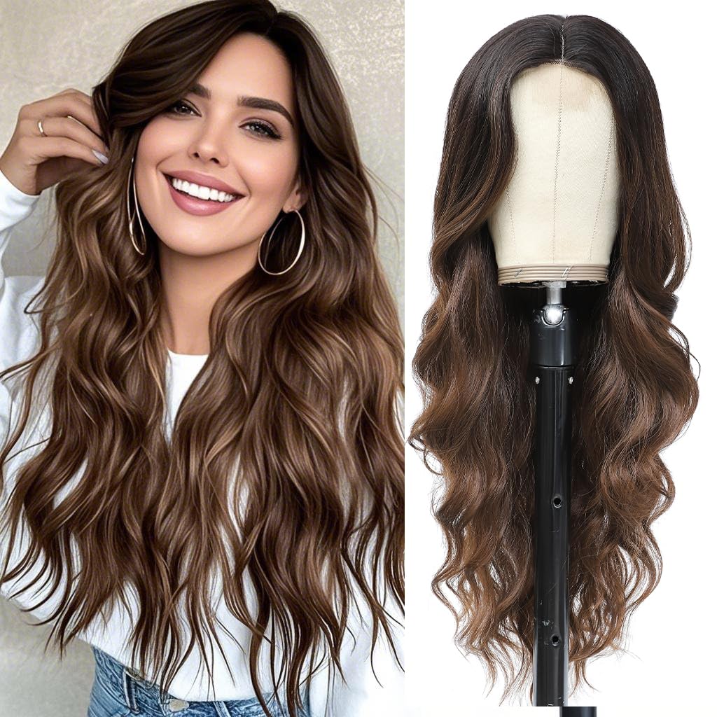 Long Wavy Middle Parted Synthetic Wig 26 Inch