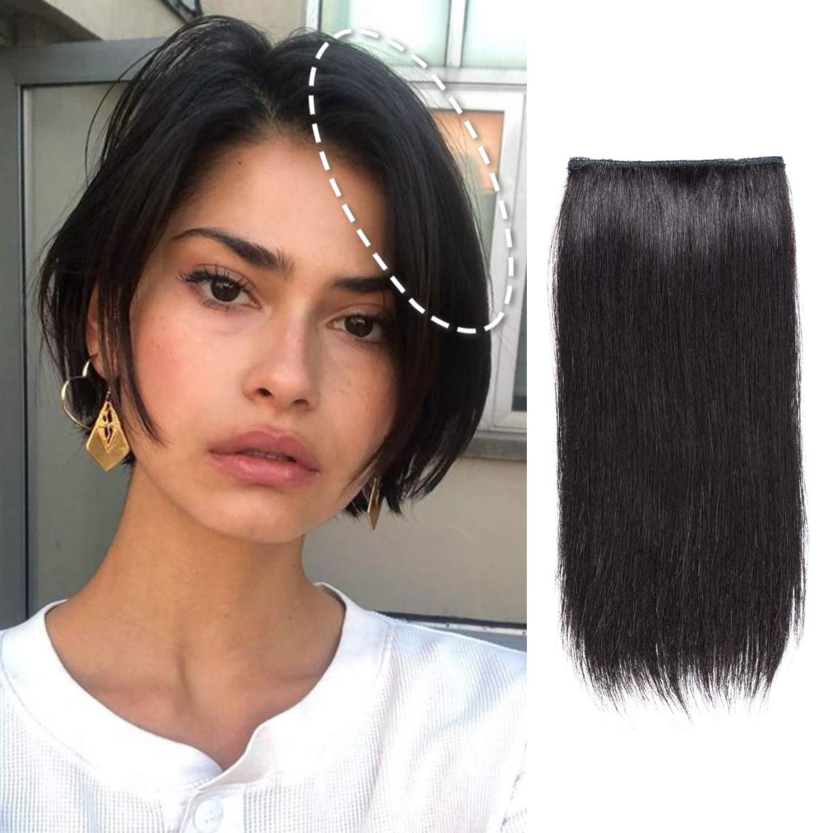 Invisible Clip-in Hair Extensions Double Weft One-piece Synthetic Wigs