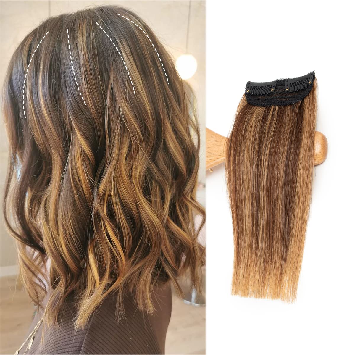 Invisible Clip-in Hair Extensions Double Weft One-piece Synthetic Wigs