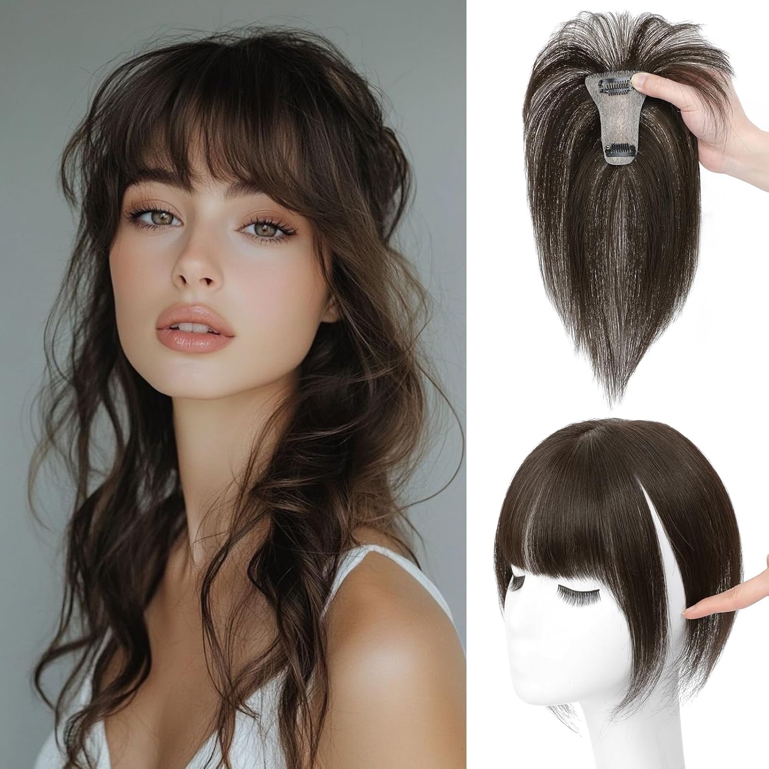 Bangs Hair Clip 360° 3D Cover Clip Wig Hair Extension Synthetic Wig
