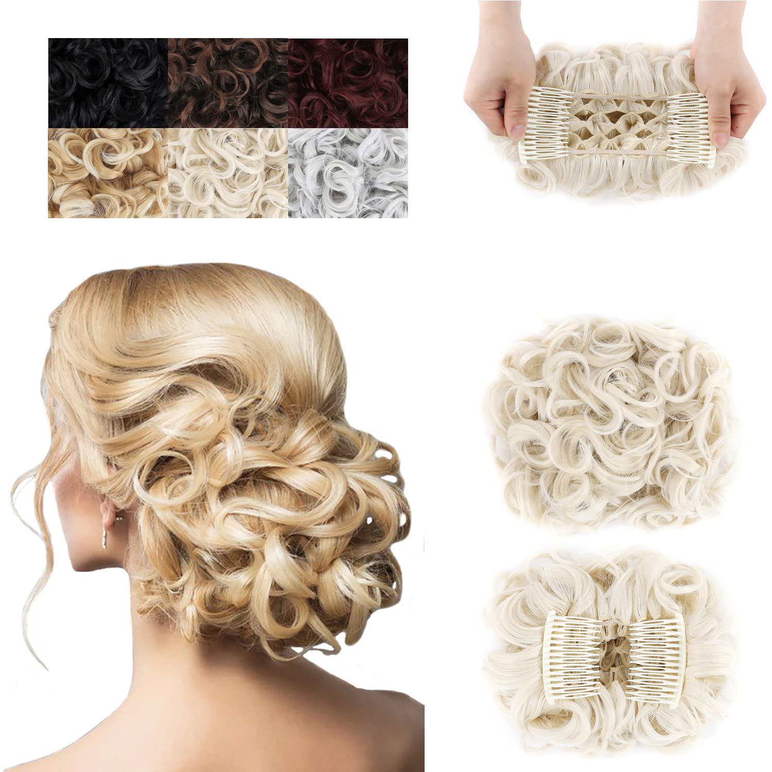 Messy Curly Hair Extensions Clip-in Ponytail Women Synthetic Wig