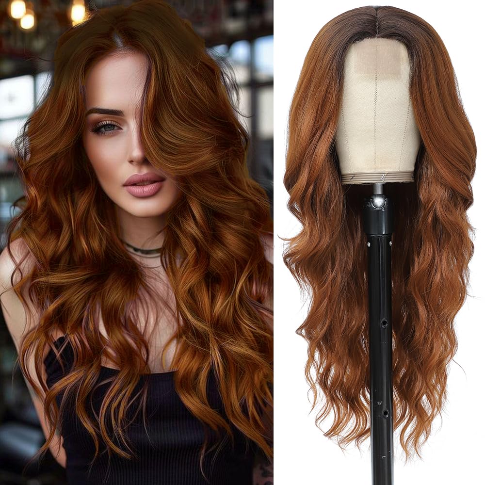 Long Wavy Middle Parted Synthetic Wig 26 Inch