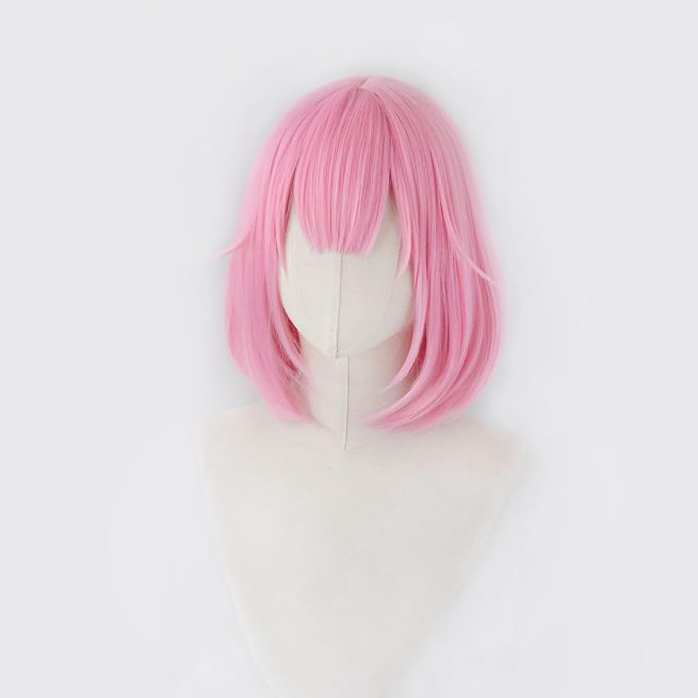 Pink short straight wig female bob synthetic wig