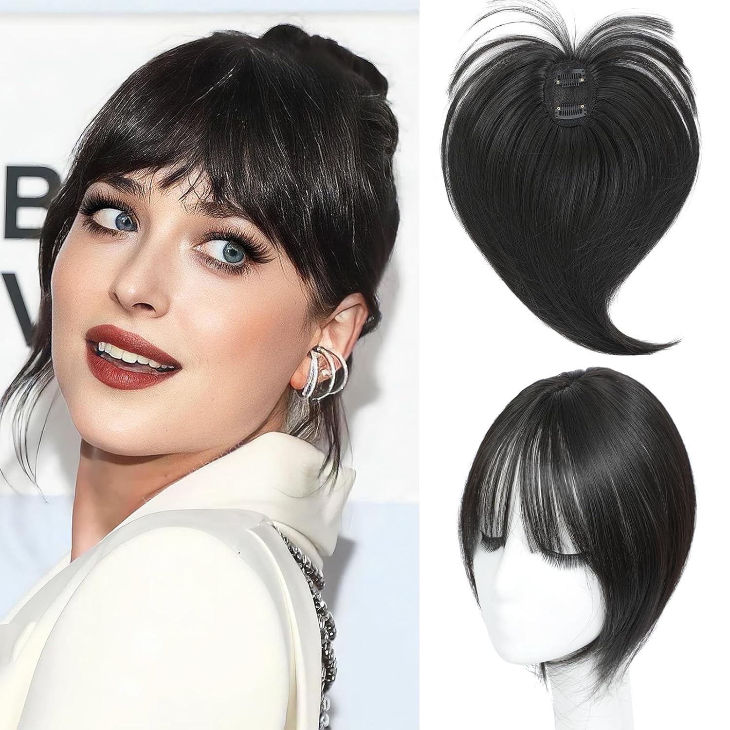 Bangs 360° 3D coverage suitable for thin hair female synthetic wig