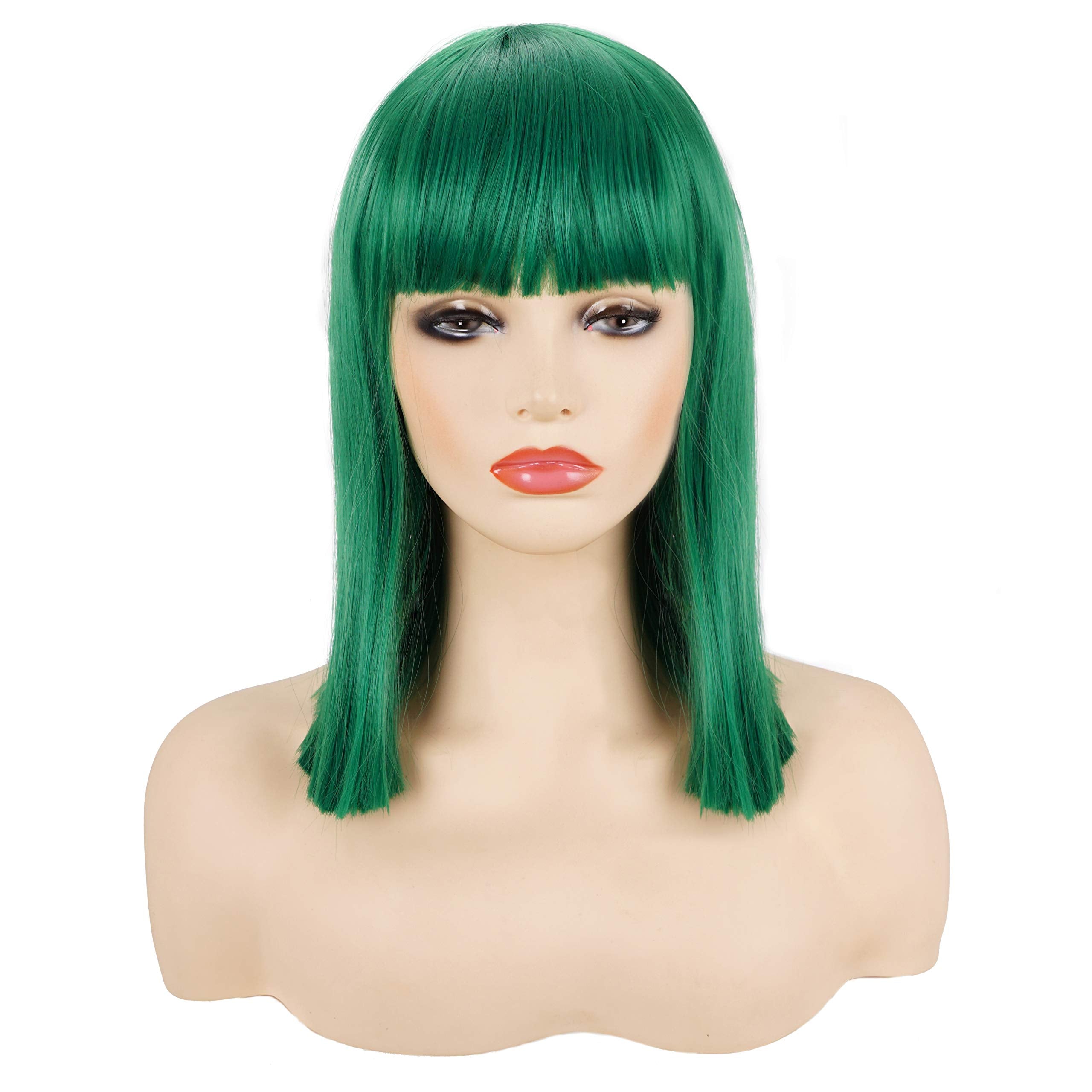 Short Straight Black Wig with Bangs Natural Looking Heat Resistant Hair Cosplay Costume Wigs