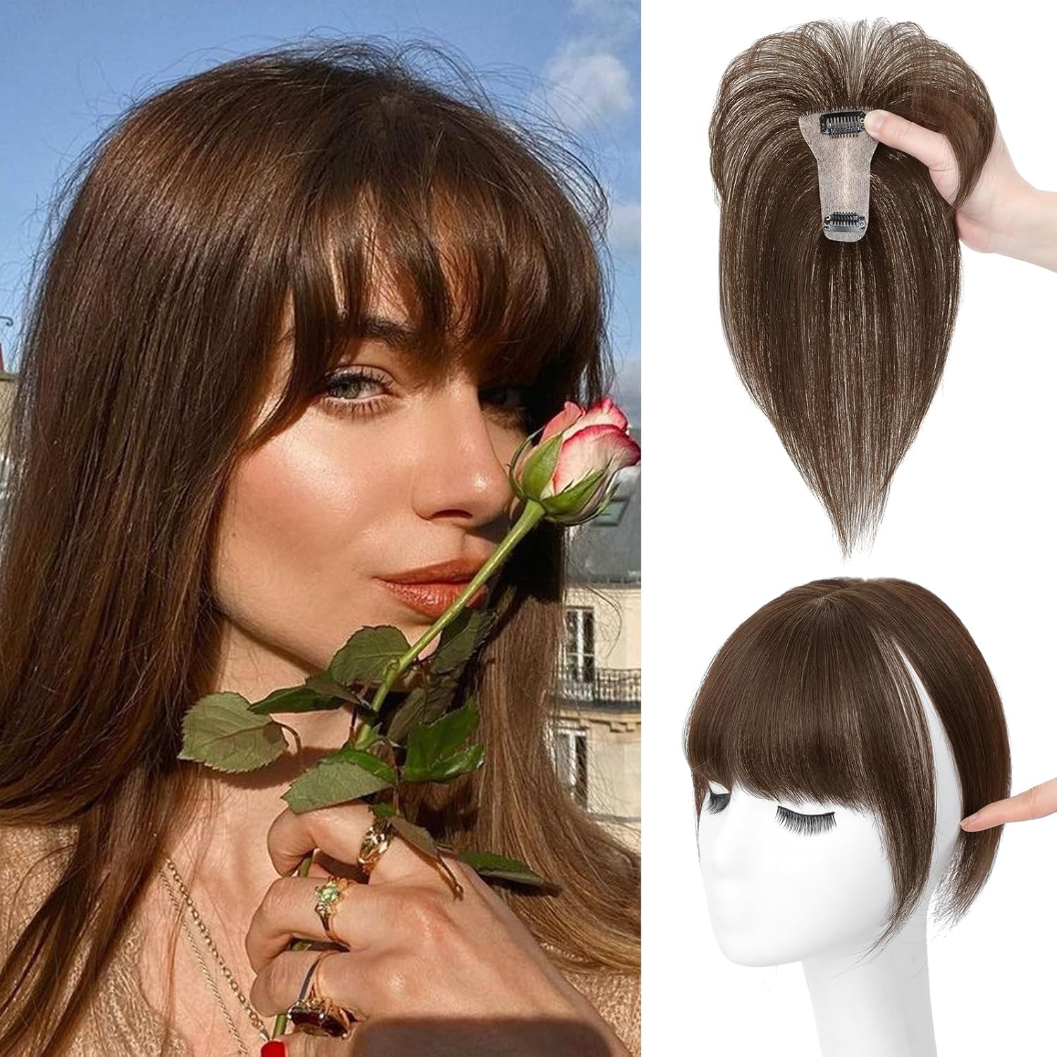Bangs Hair Clip 360° 3D Cover Clip Wig Hair Extension Synthetic Wig