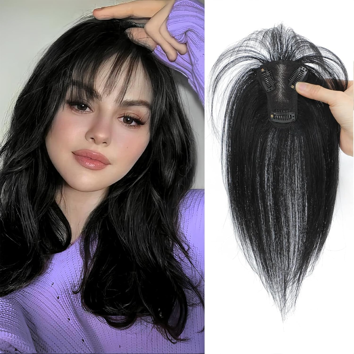 Bangs hair extensions 360° 3D covered with soft bangs synthetic wig