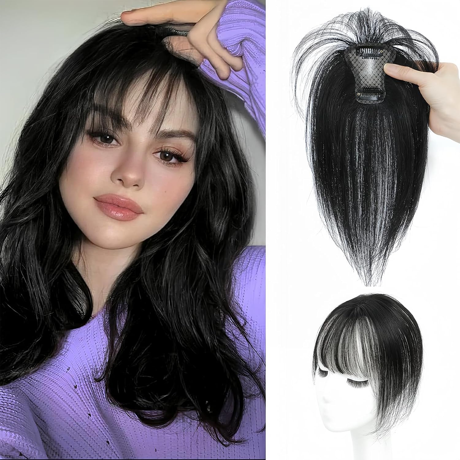 Bangs hair extensions 360° 3D covered with soft bangs synthetic wig