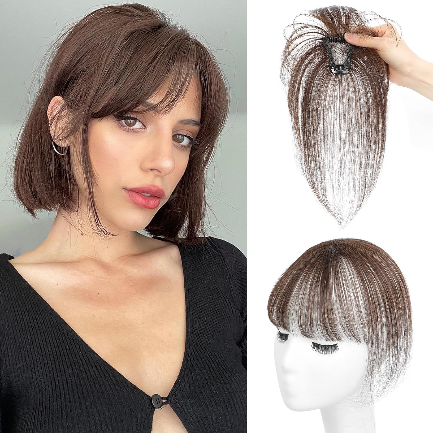 Bangs Hair Clip 360° 3D Covering Bangs Clip Hair Clip Synthetic Wig