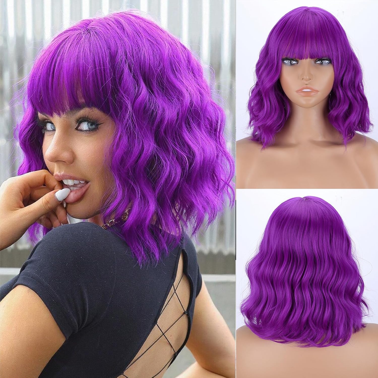 Short Gradient Synthetic Wig Wavy Curly Light Blonde Short Hair Wig