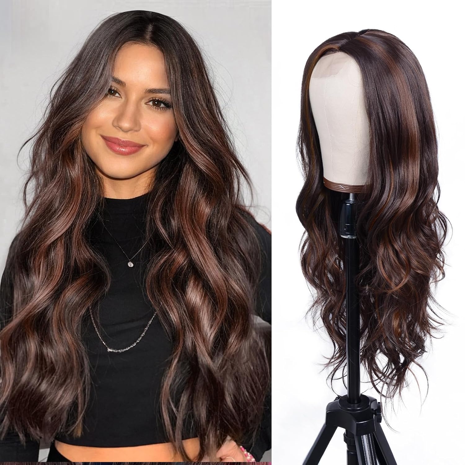 Mixed Blonde Long Wavy Wig 26 Inch Heat Resistant Synthetic Wig