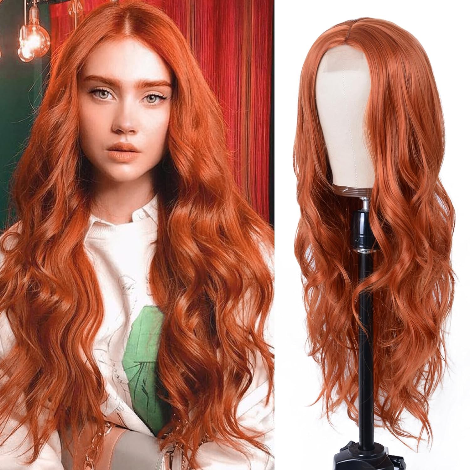 Mixed Blonde Long Wavy Wig 26 Inch Heat Resistant Synthetic Wig