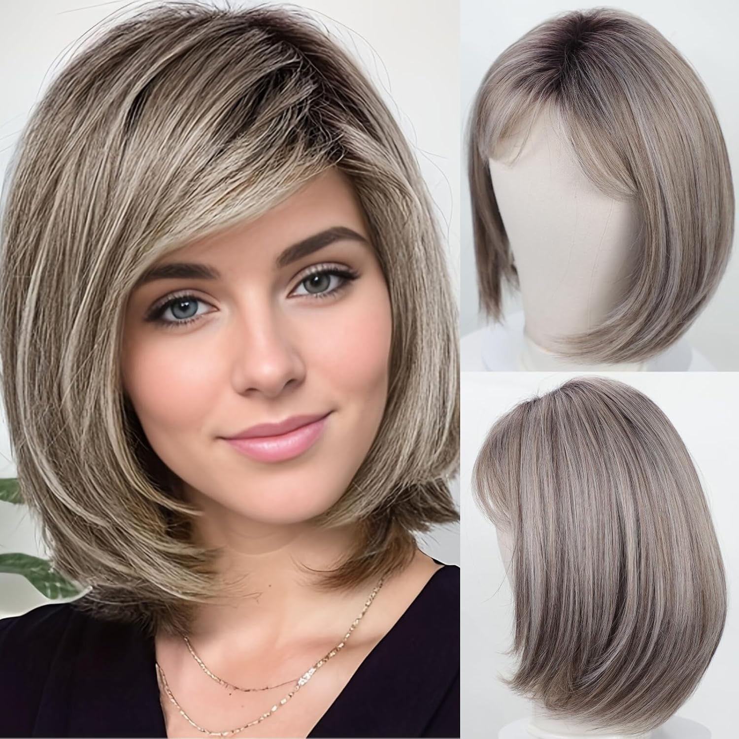 Layered Blonde Bob Wig Straight Short Wig Synthetic Wig