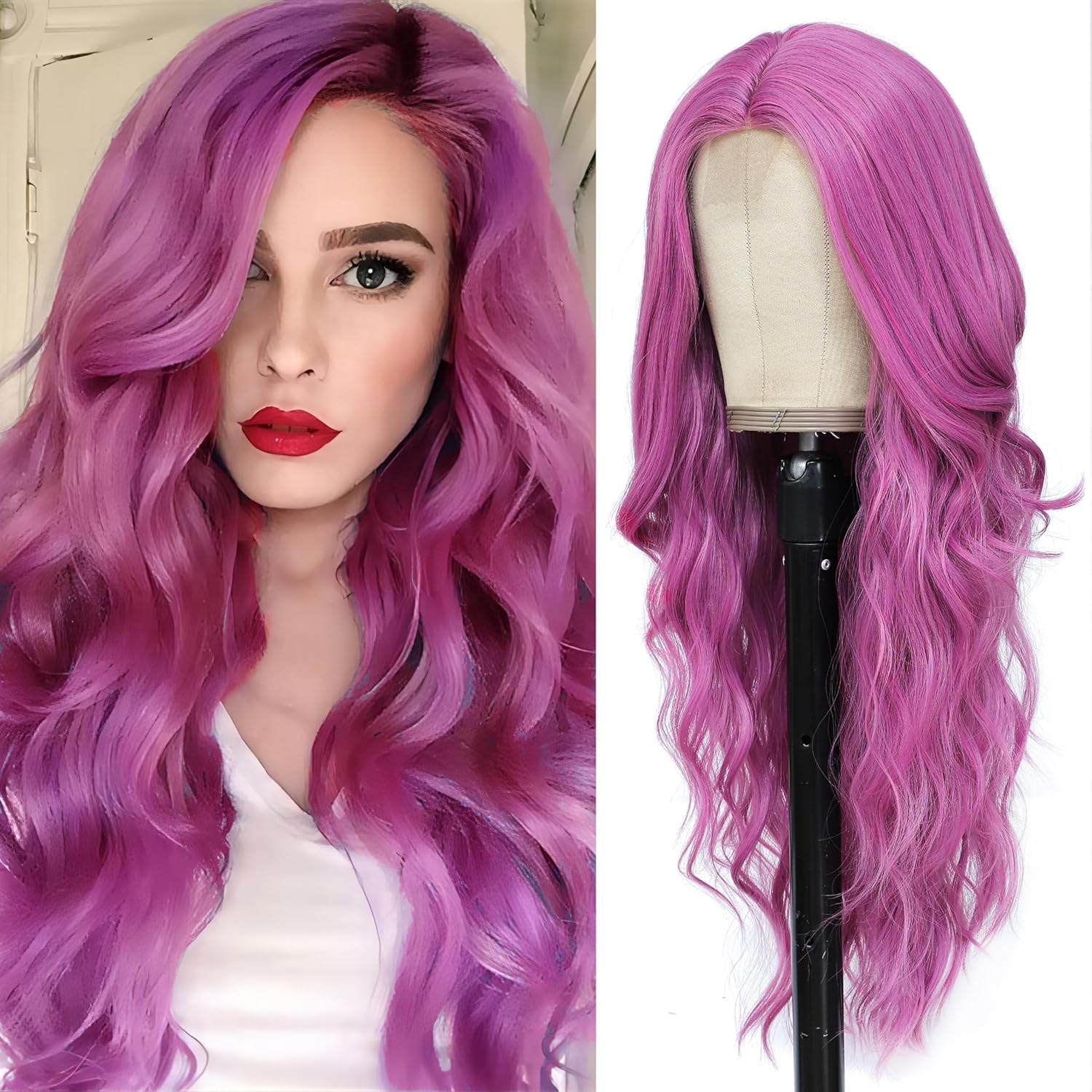 Long Wavy Middle Parted Synthetic Wig 26 Inch