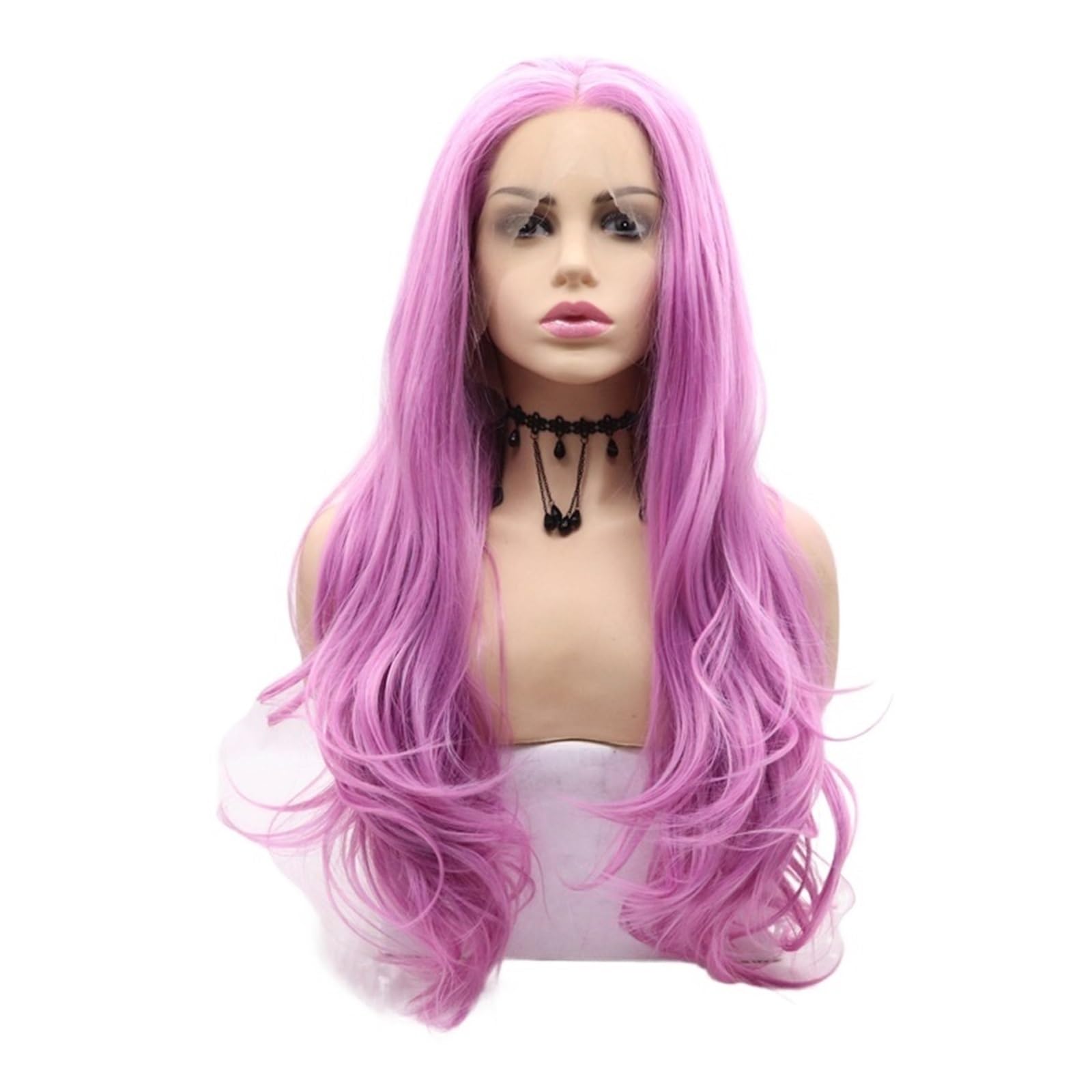 Long wave purple synthetic wig